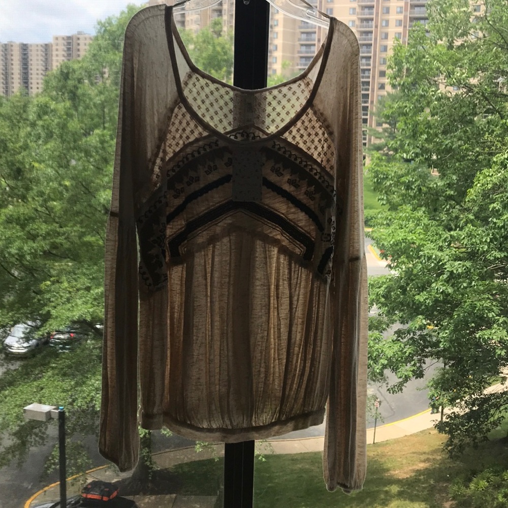 Free People tan blouse-M